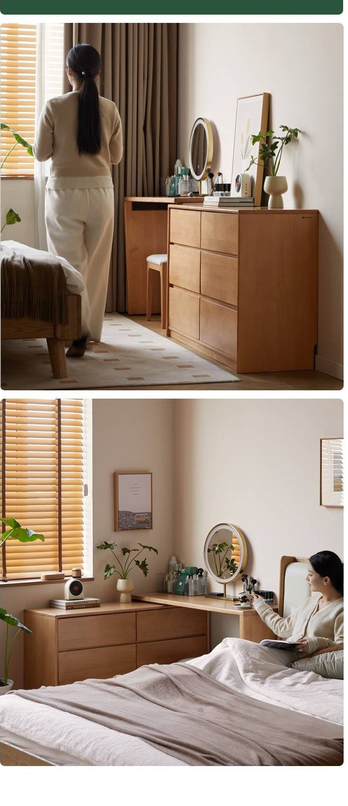 Poplar Solid Wood Modern Minimalist Rotatable Dressing Table