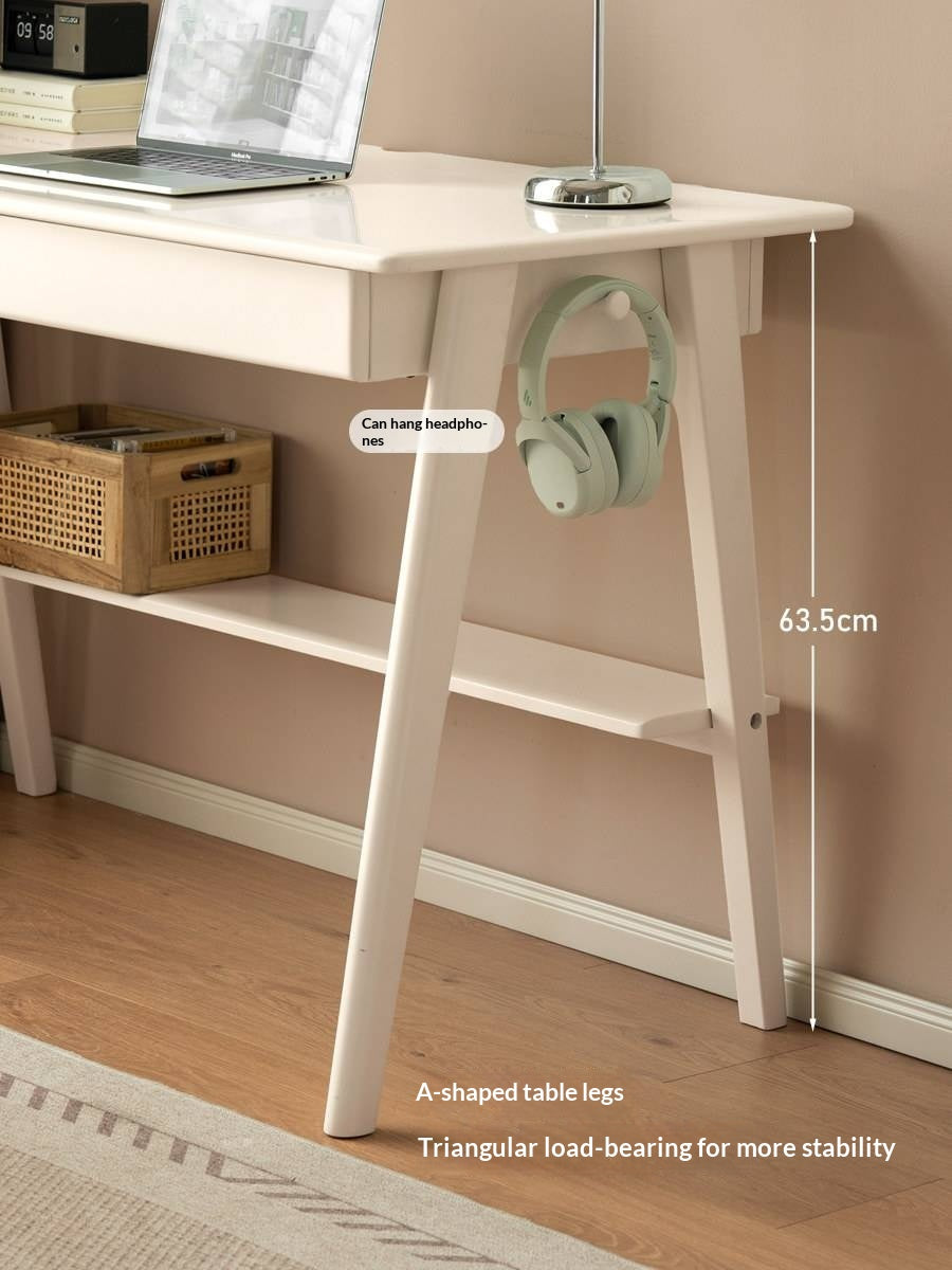 Solid Rubberwood Cream Wind Office Desk