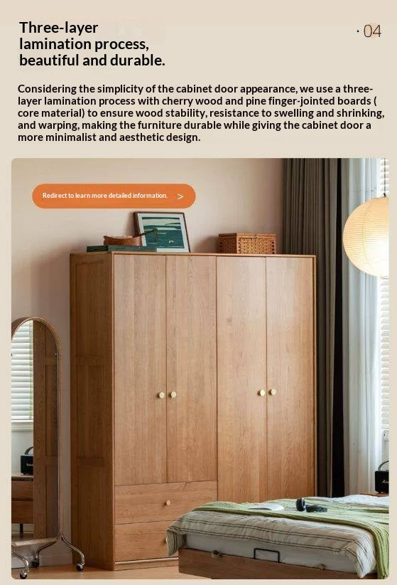 Сherry Solid Wood Exquisite Wardrobe