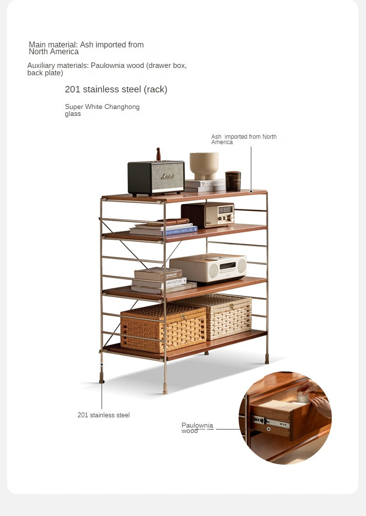 Ash solid wood side cabinet ,storage magazine cabinet"