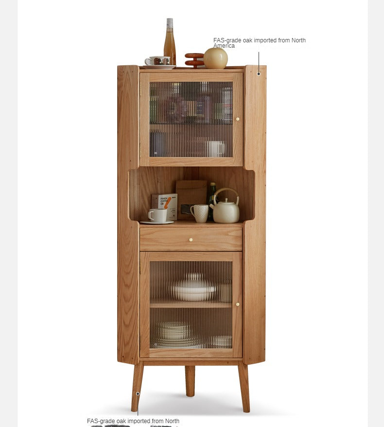 Oak corner hutch deals cabinet