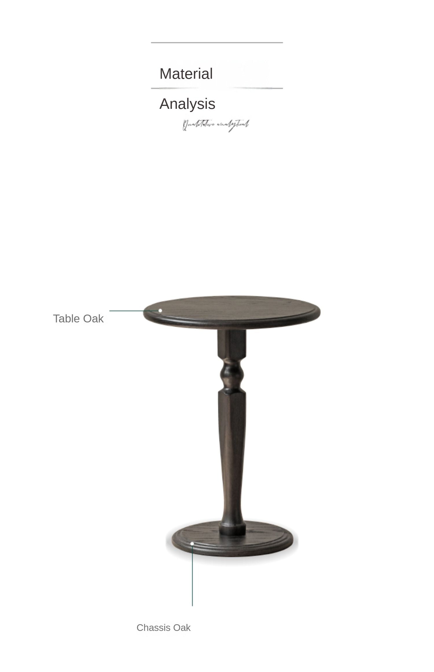 Round Oak solid wood side table-