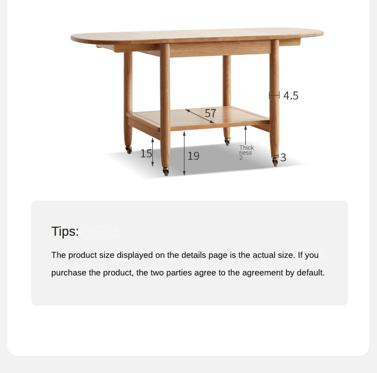 Folding mobile Coffee table OAK solid wood"