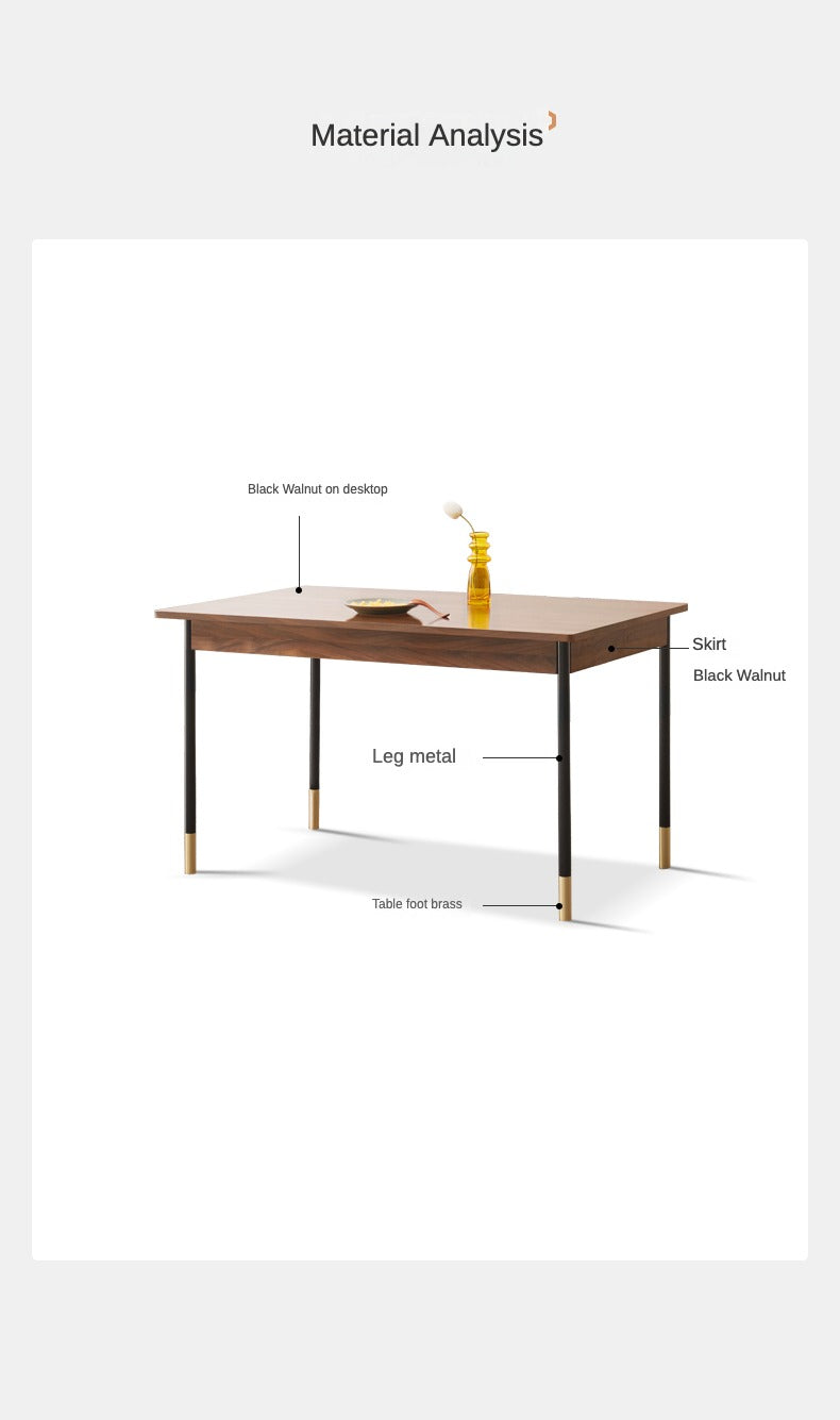 Black Walnut solid wood Dining table light luxury+