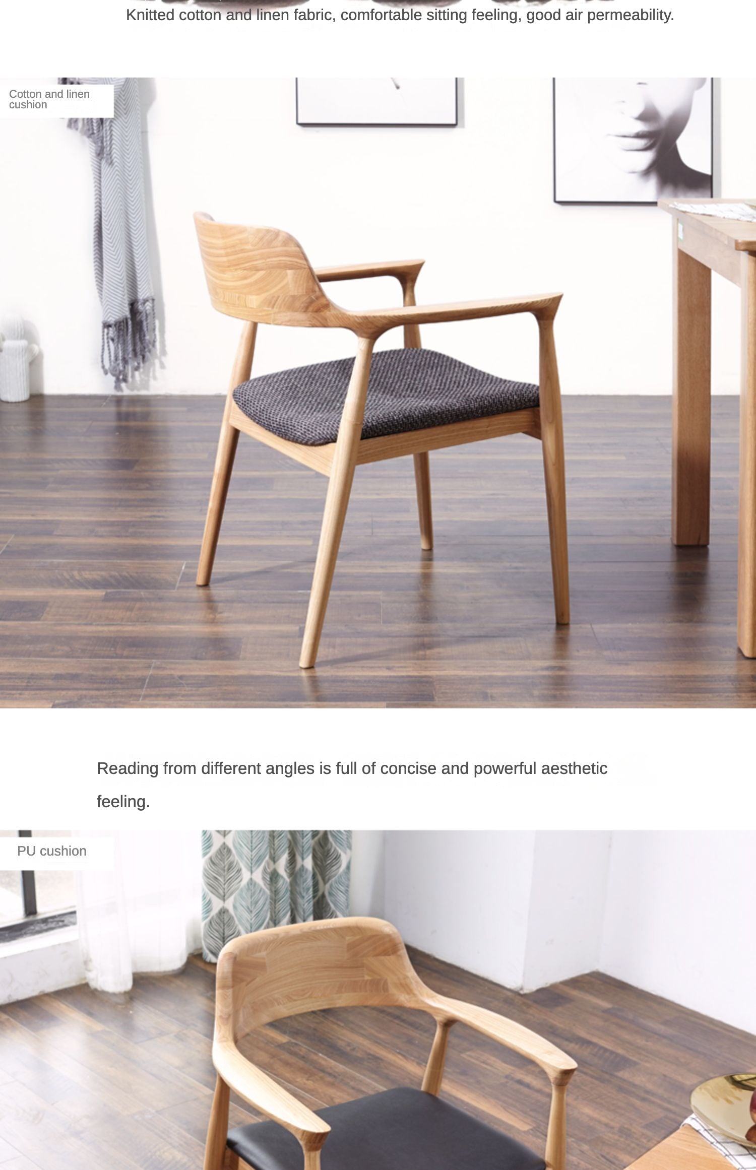 Elegant Armchair Ash solid wood+