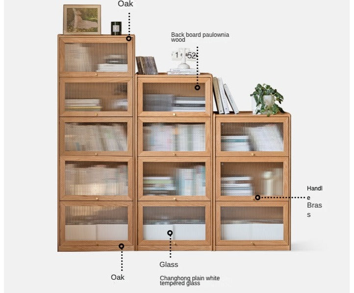 Oak Solid Wood Flipped Door Side Cabinet Free Combination -