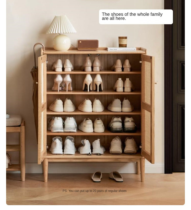 Shoe cabinet, porch cabinet Rattan Oak solid wood-