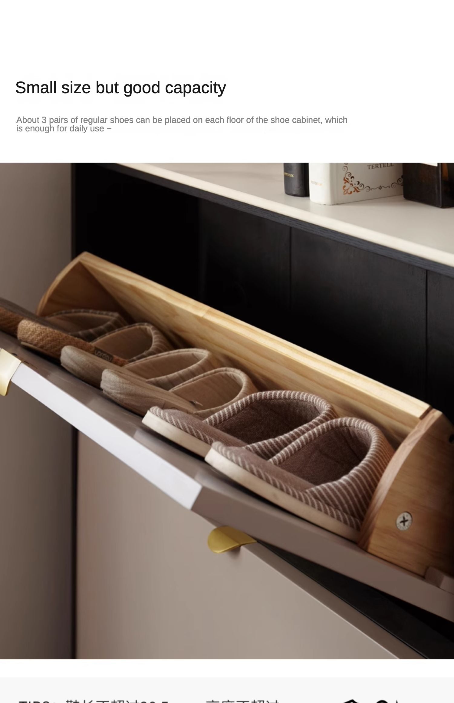 Light Luxury Rock Slab Ultra-Thin Shoe Cabinet Poplar-Oak solid wood"