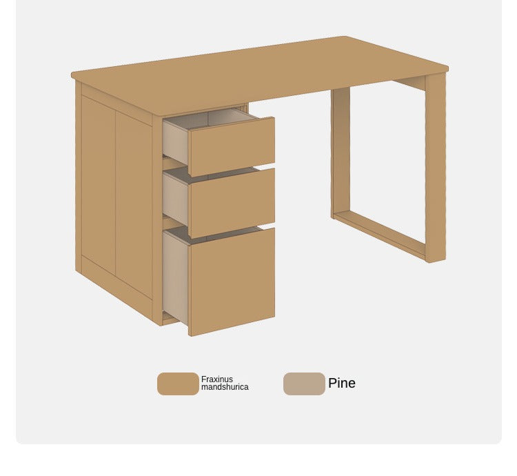 Ash solid wood desk with drawer, computer desk -