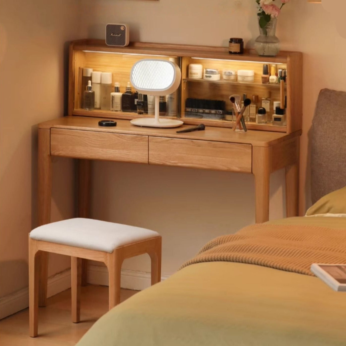Oak Solid Wood Makeup Table Storage :