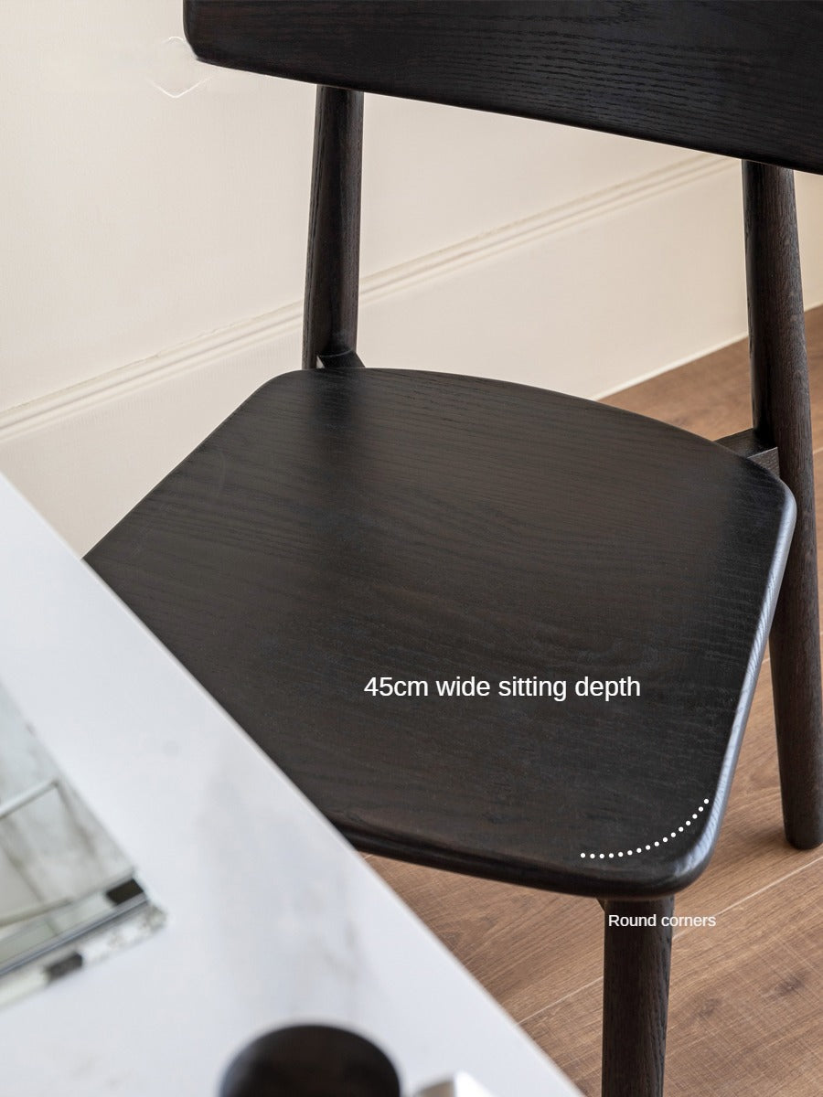 2 pcs set-Oak solid wood black chair