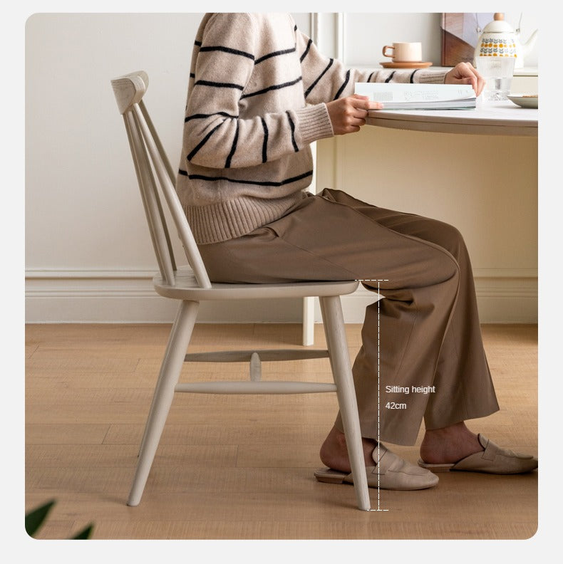 2 pcs set-Cream wind Windsor Chair Oak solid wood-