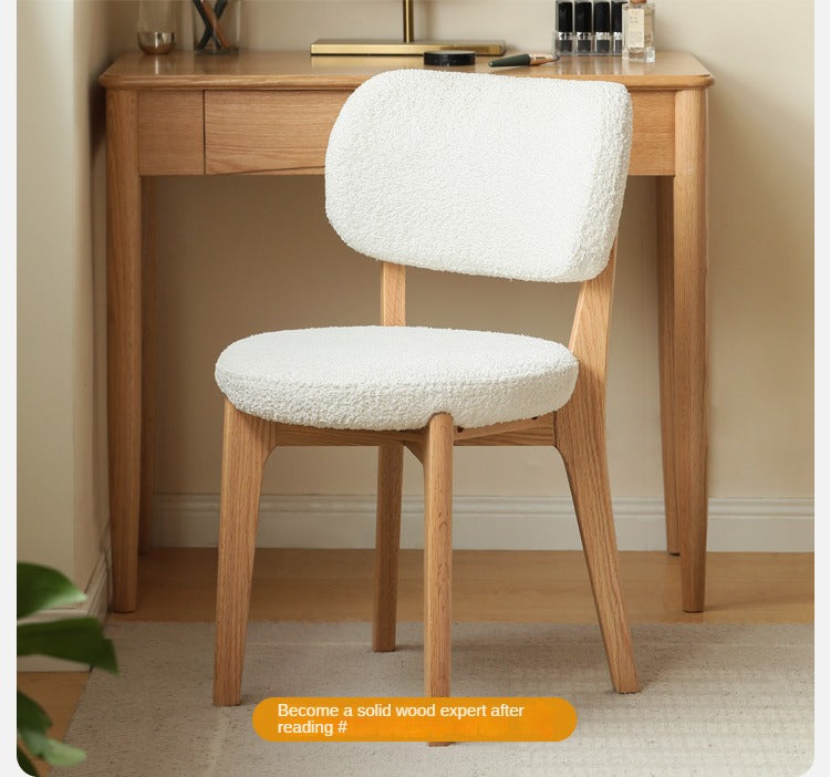 Makeup stool lamb velvet Oak solid wood: