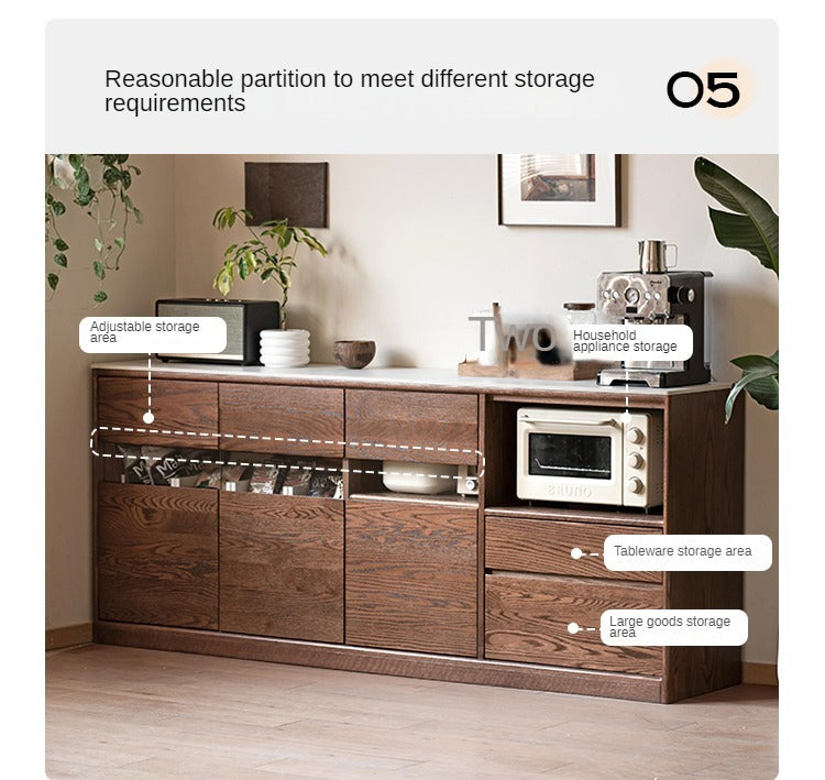 Black Walnut Solid Wood Rock Plate Storage Cabinet, Sideboard,