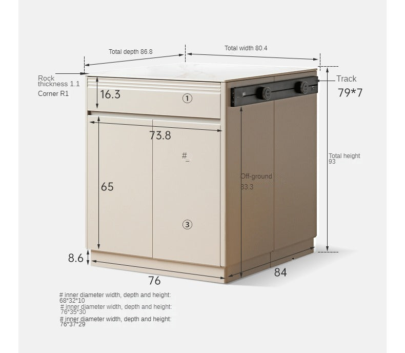 Poplar solid wood sideboard multi-functional dining table,