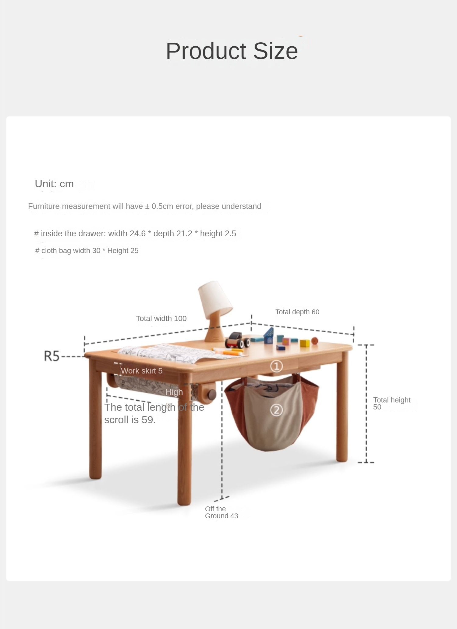 Beech solid wood kids Study Table "