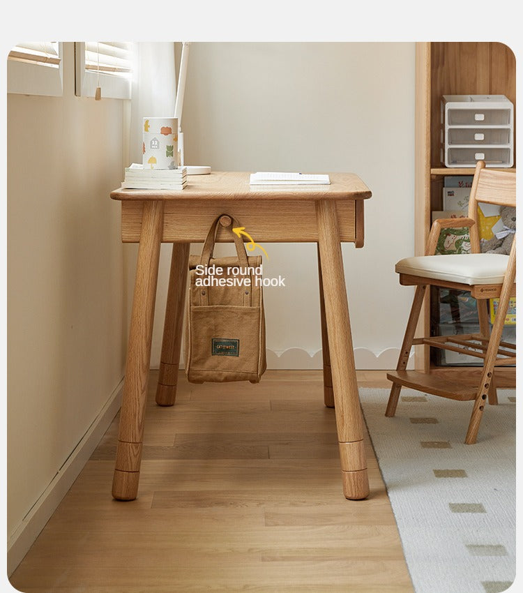Oak solid wood children's desk can be raised "