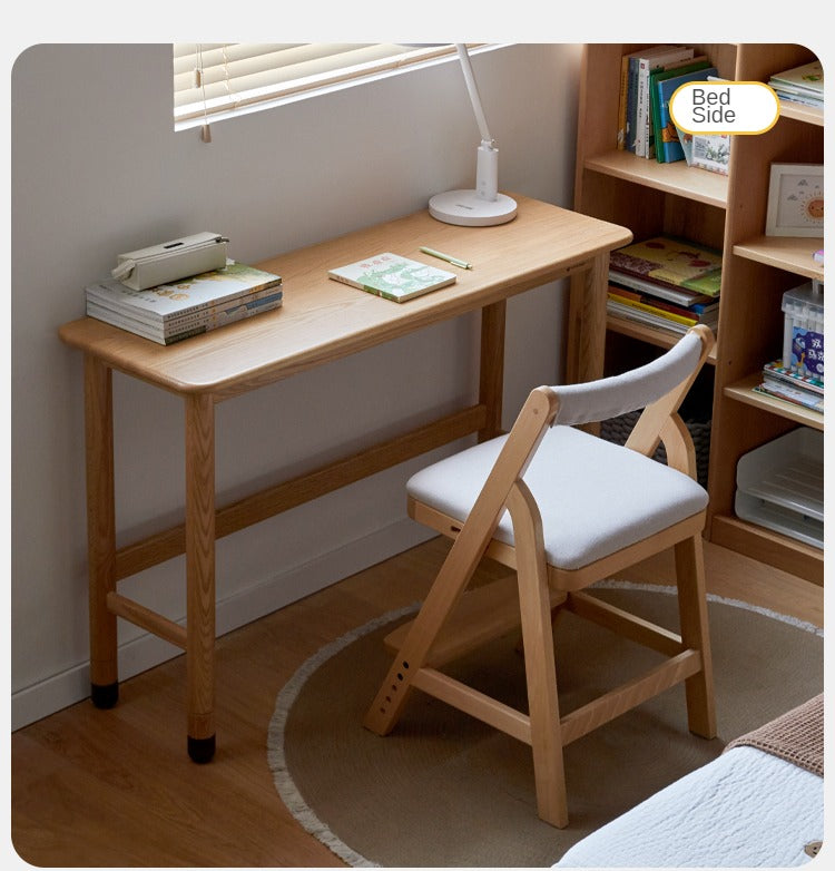 Oak solid wood lifting study table narrow desk"