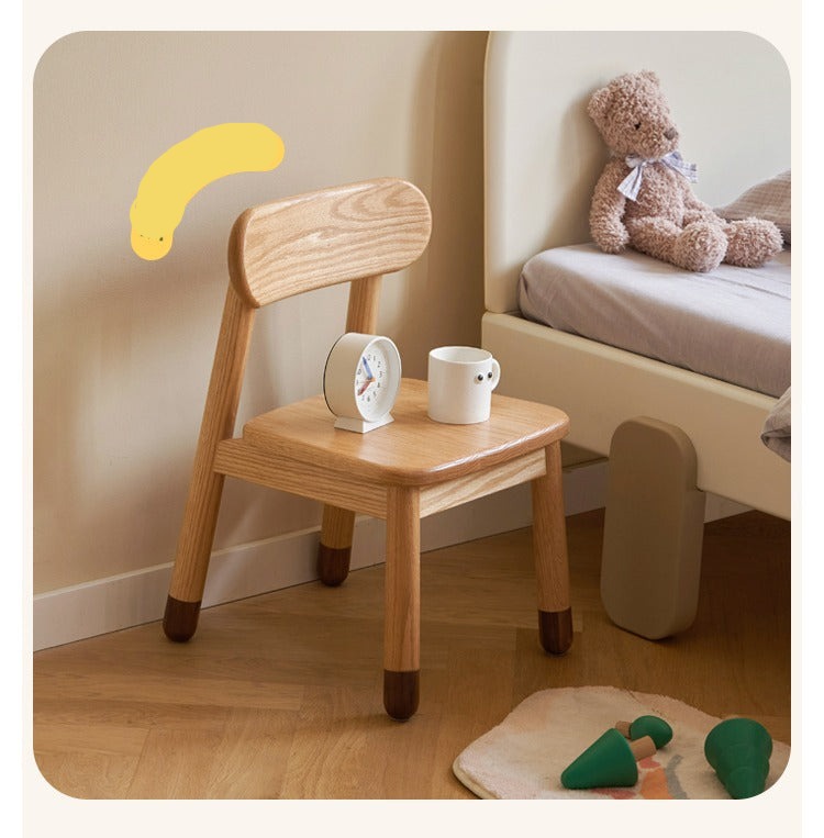 Oak solid wood kids small chair"