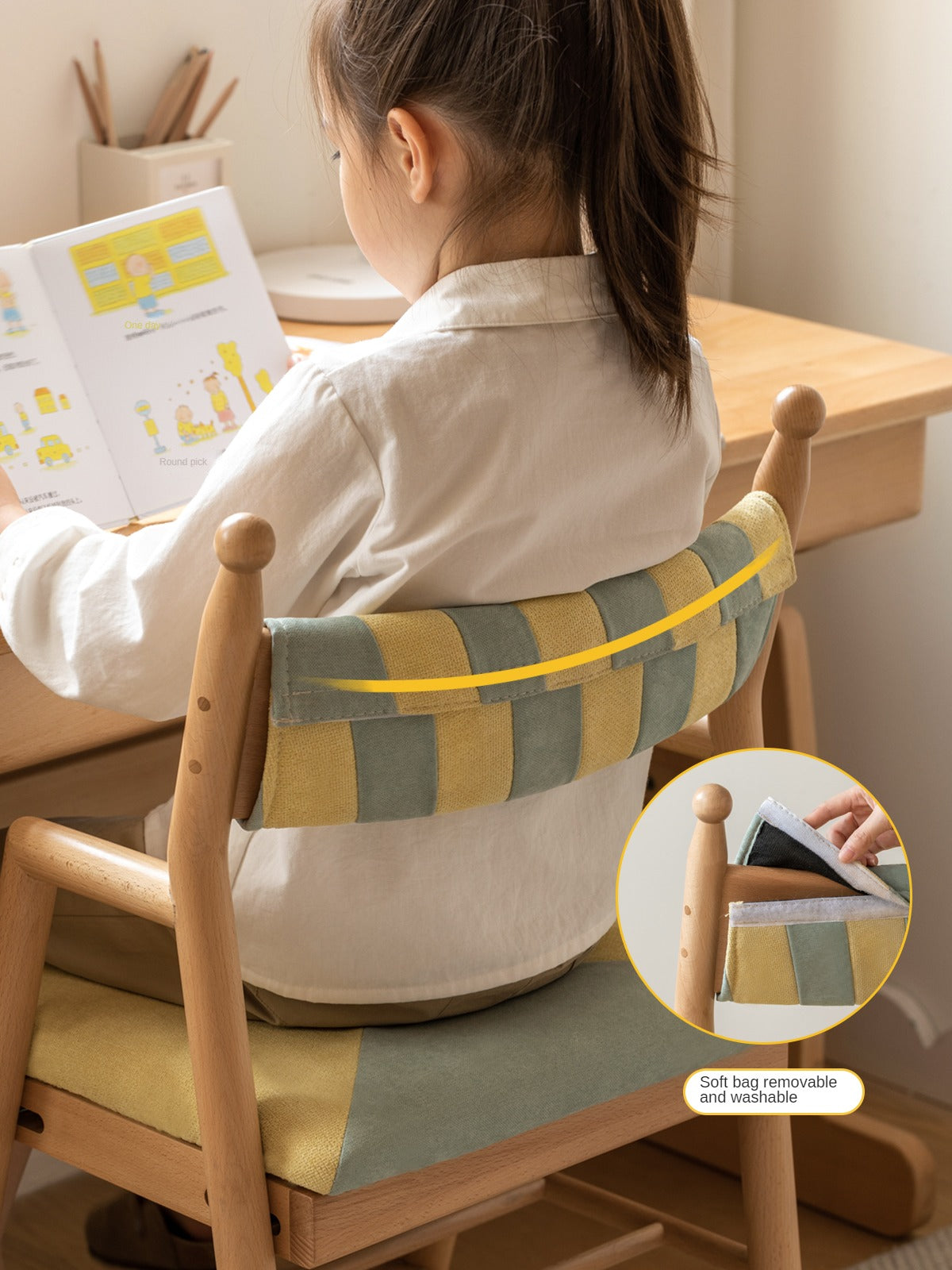 Children's chair height adjustable beech solid wood"