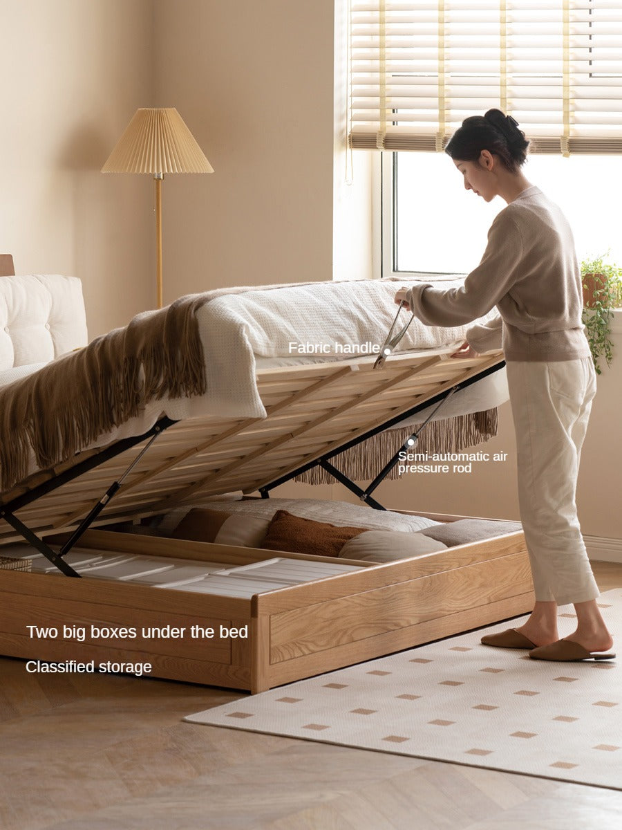 Oak solid wood fabric box bed cream style"_)