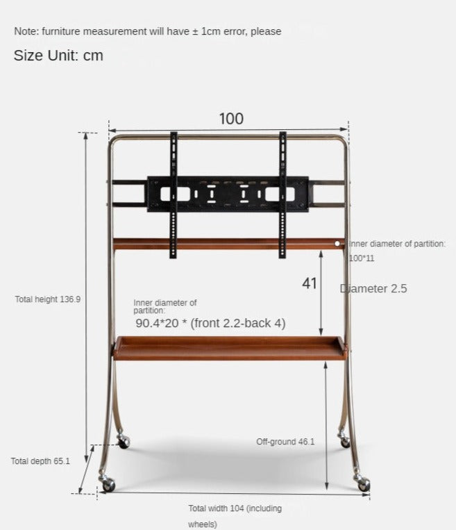 Ash solid wood TV rack removable floor-standing cart,