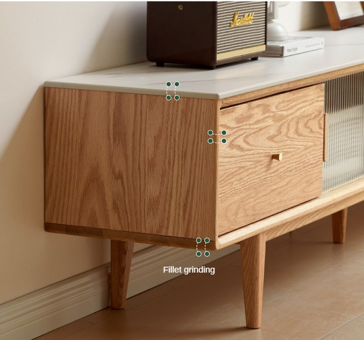 Oak solid wood modern storage cabinet with rock plate