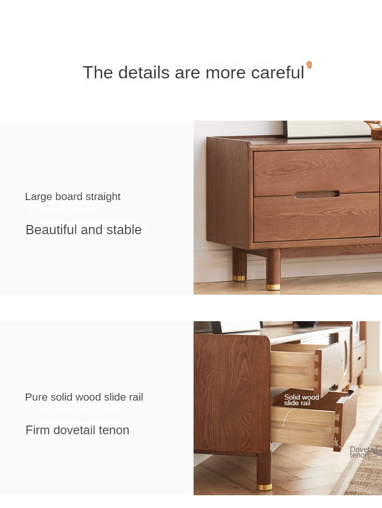 Ash solid wood floor TV cabinet
