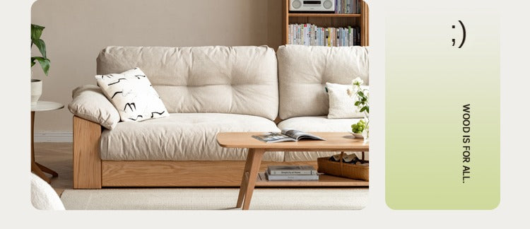 Oak Solid Wood Storage Sofa Modern Log Style Combination Furniture Set: