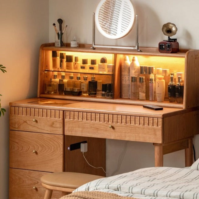 Cherry Wood Retro Dressing Table Cabinet Integrated :