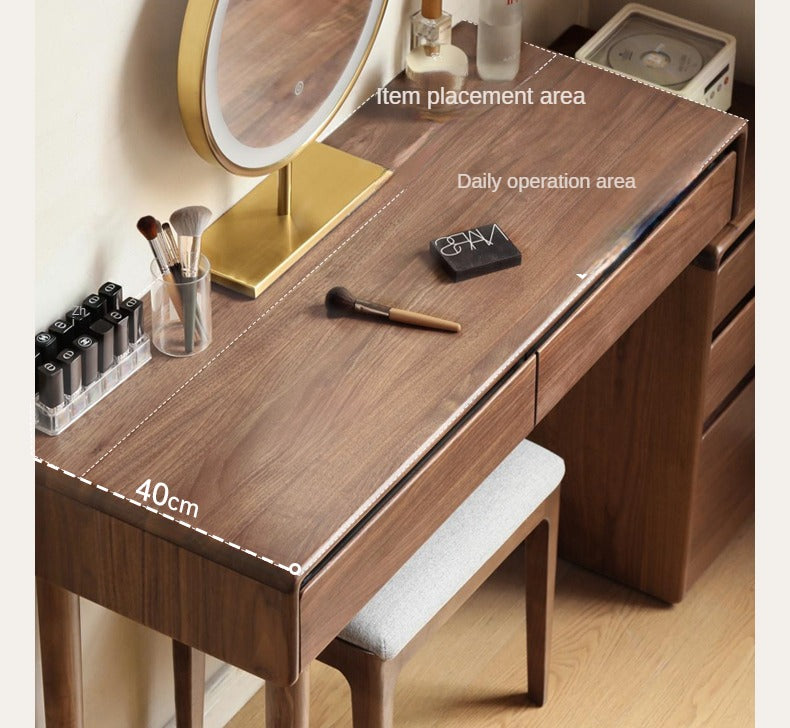 Black walnut solid wood retractable dressing table