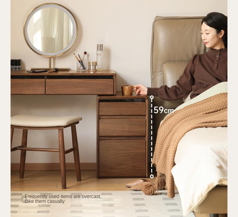 Black walnut solid wood retractable dressing table