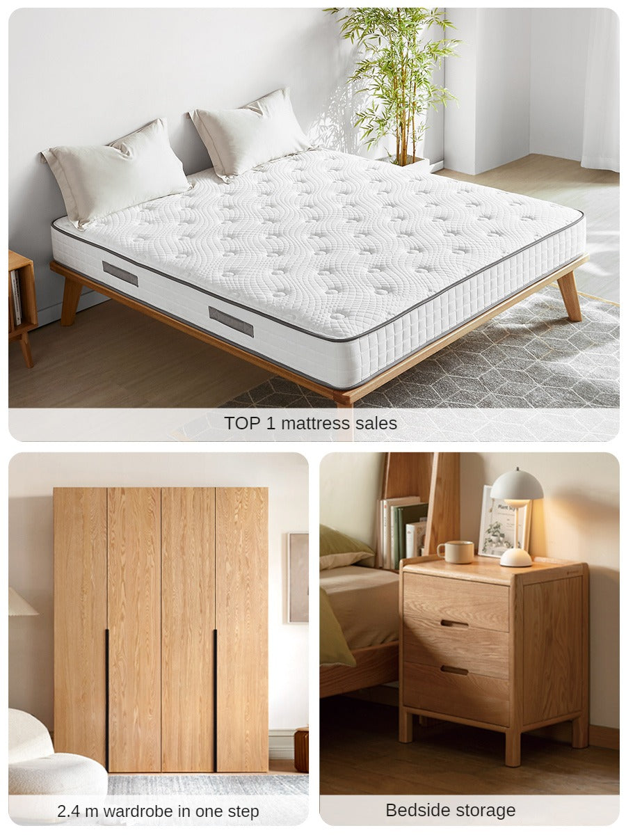 Oak solid wood bed bedroom furniture combination set.