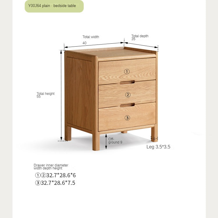 Oak solid wood bed bedroom furniture combination set.