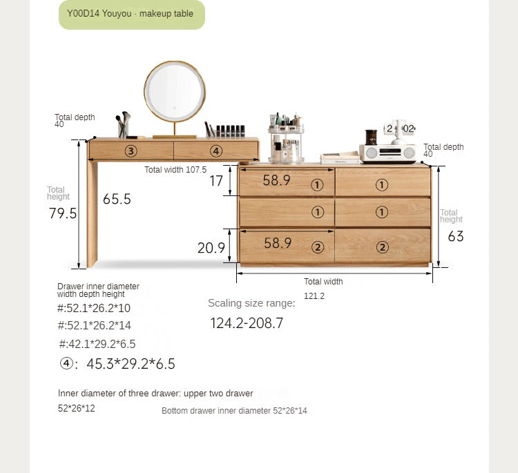 Oak solid wood bed bedroom furniture combination set.