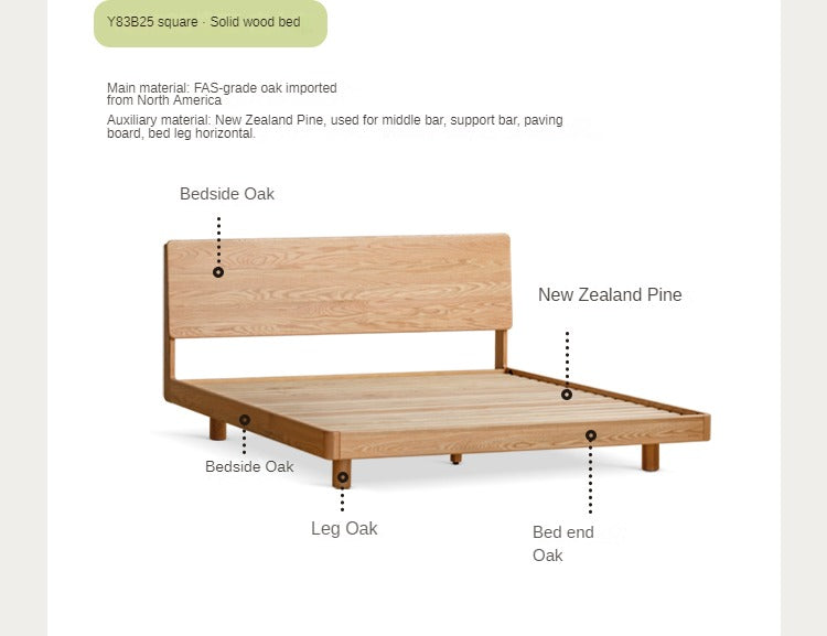 Oak solid wood bed bedroom furniture combination set.