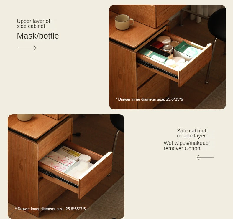 Cherry Wood Retractable Dressing Table