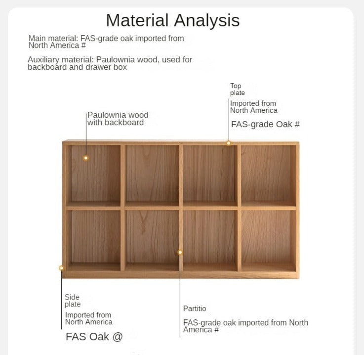 Oak solid wood Combination bookshelf, floor shelf -