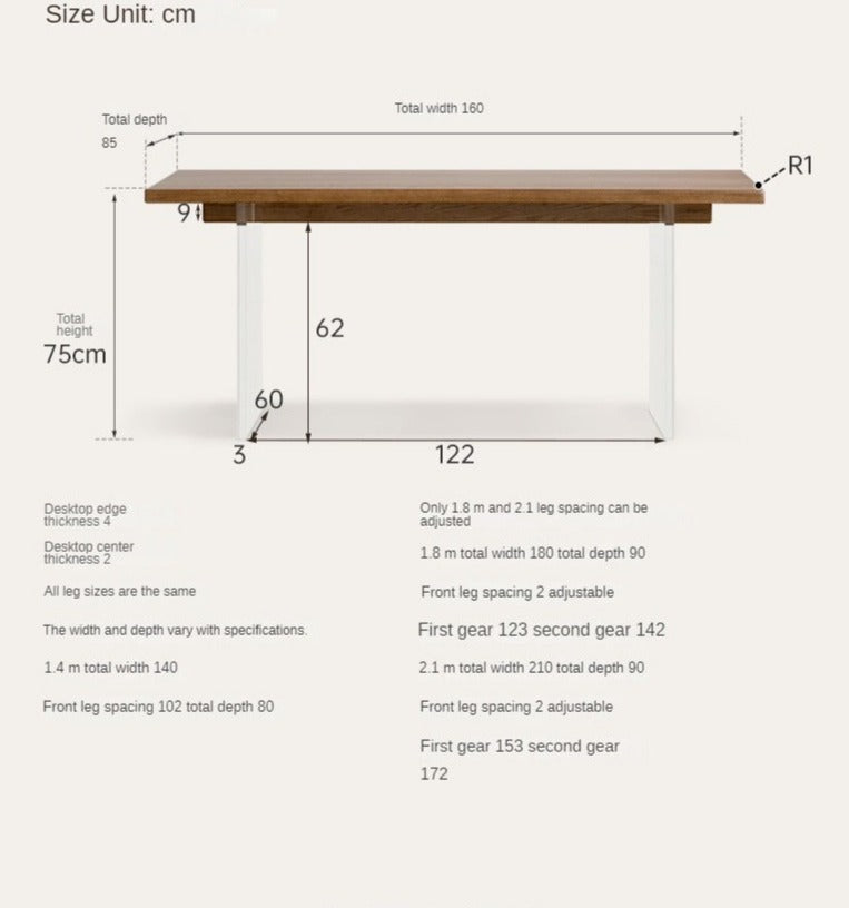 Oak Solid Wood Acrylic Suspension Dining Table )