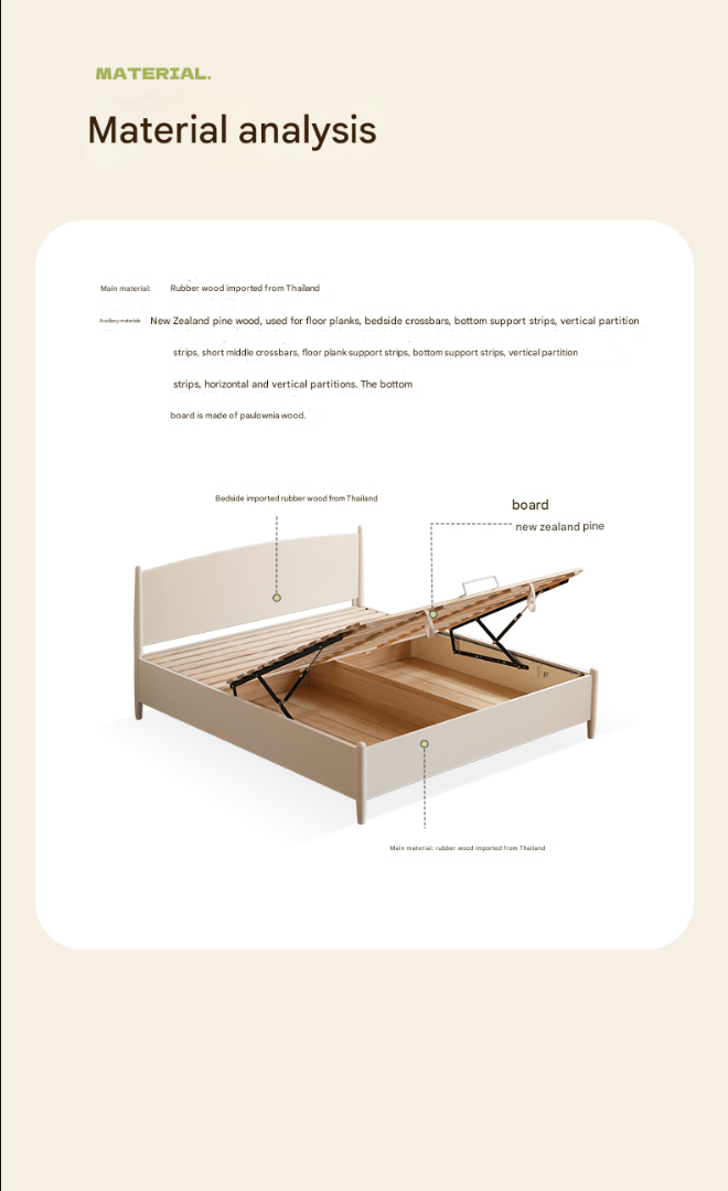 Rubber wood, Oak solid wood French style Box Bed