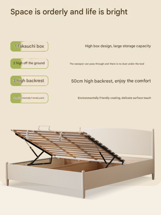 Rubber Wood, Oak Solid Wood French Style Box Bed