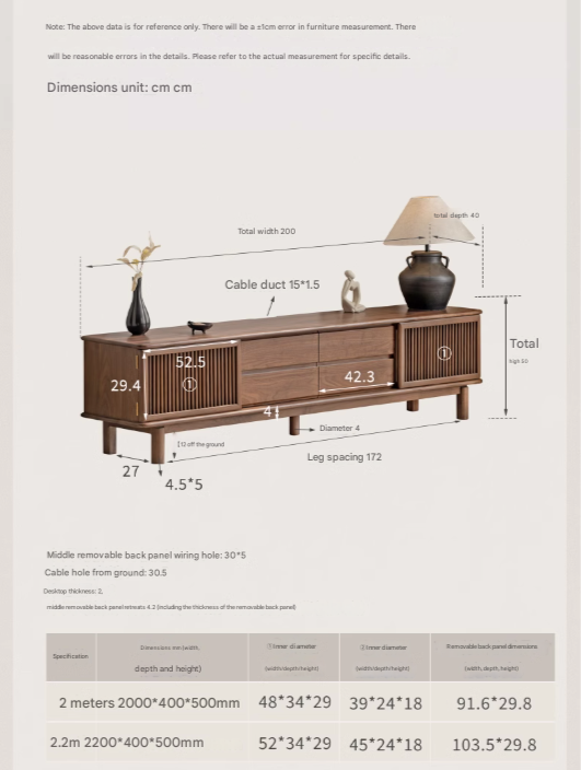 Black Walnut Solid Wood Floor TV Cabinet