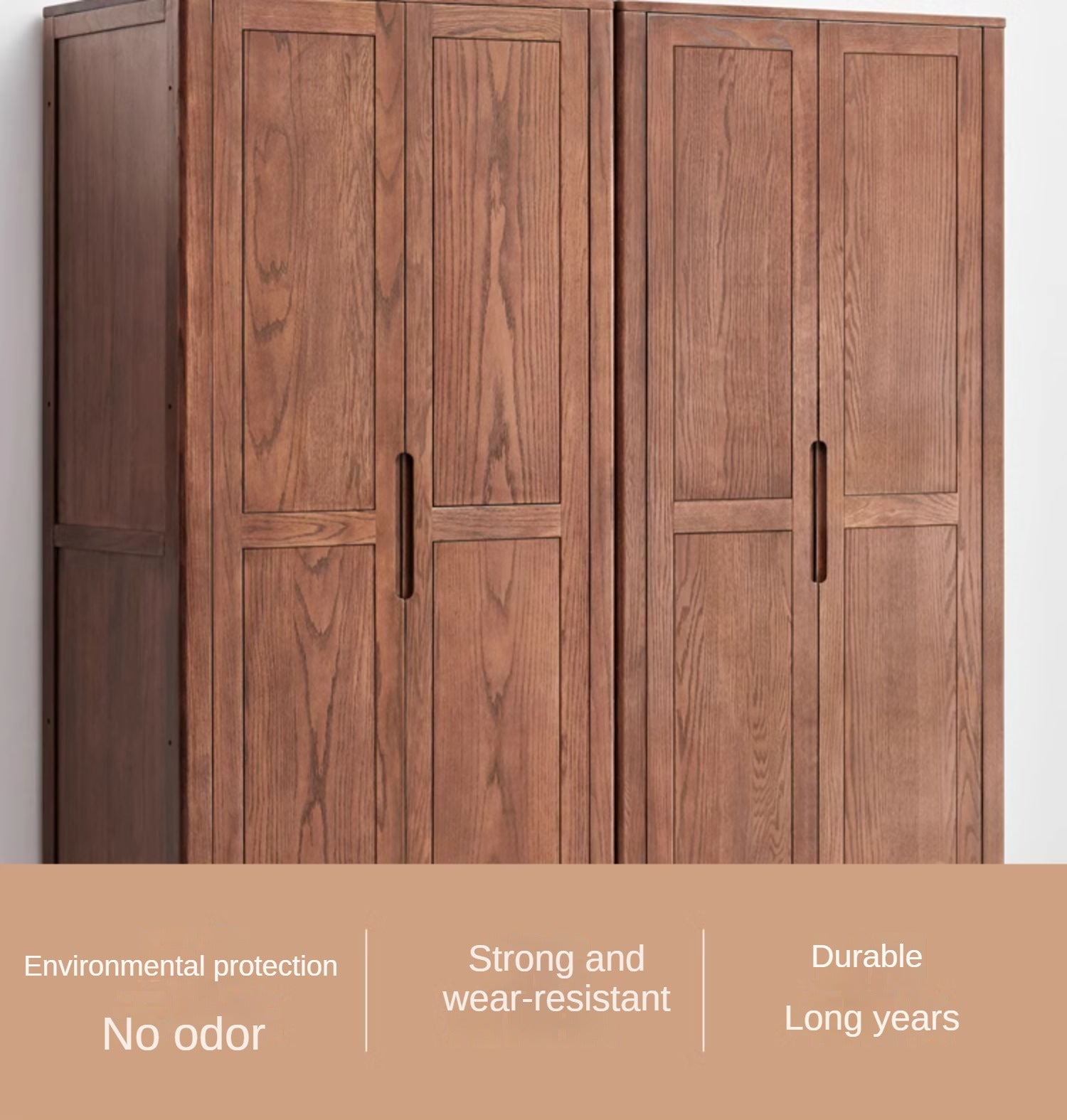 Oak Solid Wood Walnut color Wardrobe