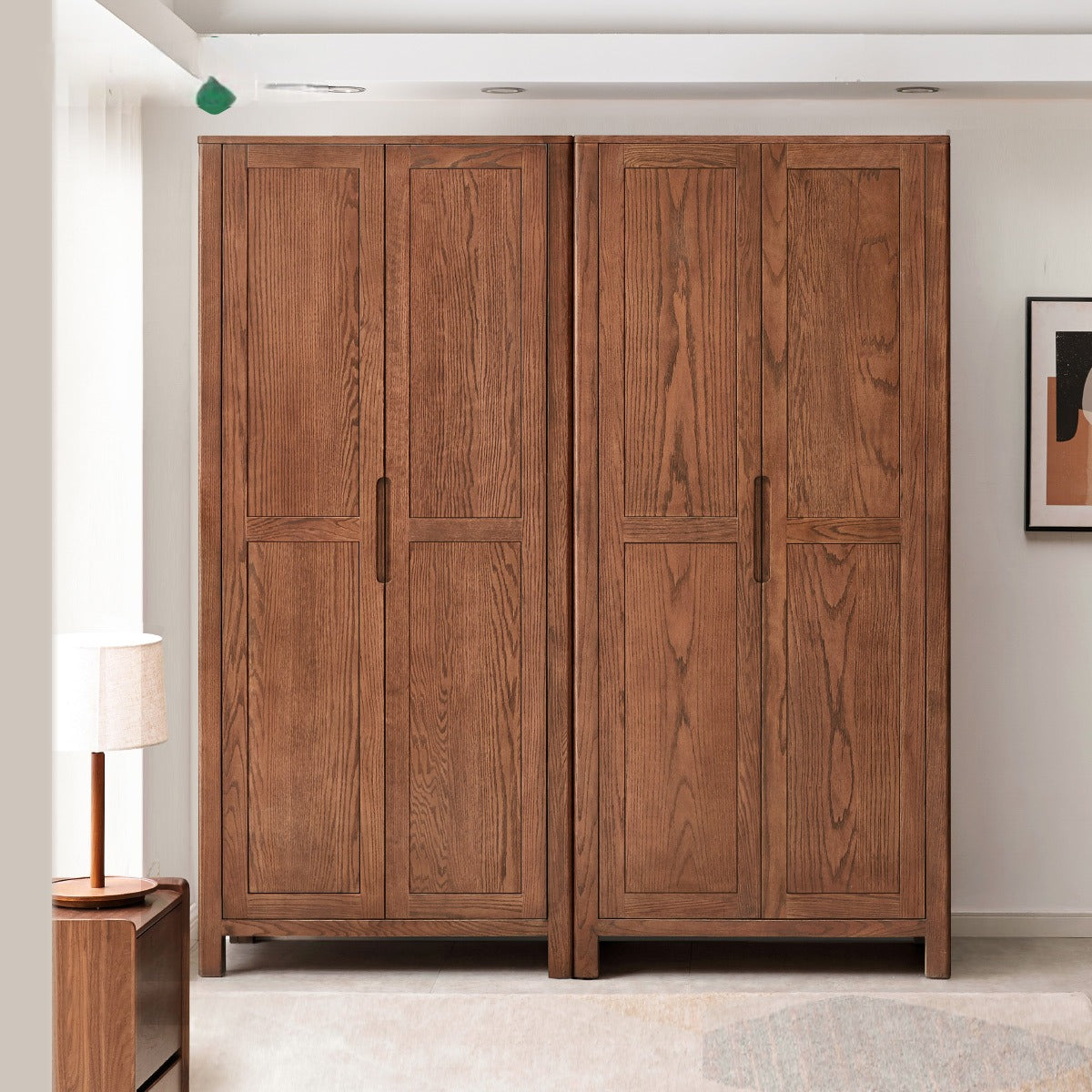 Oak Solid Wood Walnut color Wardrobe