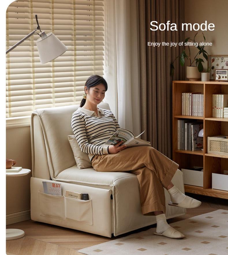 Electric sofa bed multi-functional folding telescopic technology fabric