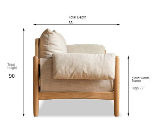 Oak solid wood fabric sofa)