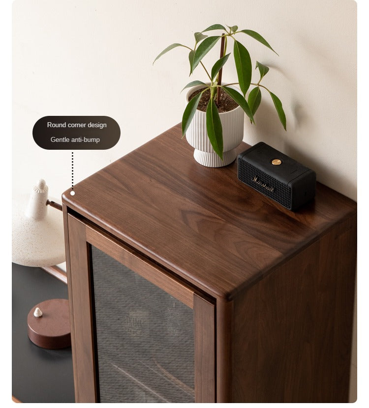 Black Walnut Solid Wood Rock Side Cabinet -