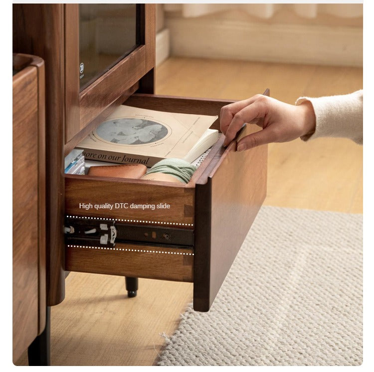 Black Walnut Solid Wood Rock Side Cabinet -