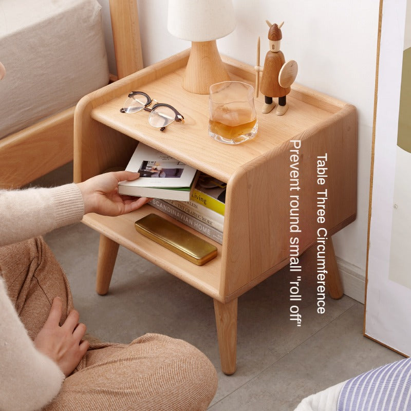 Beech solid wood Fully open bedside cabinet :