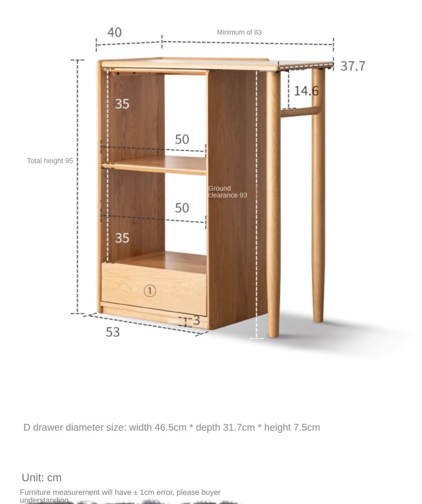 Oak solid wood Folding bar integrated telescopic storage rack,